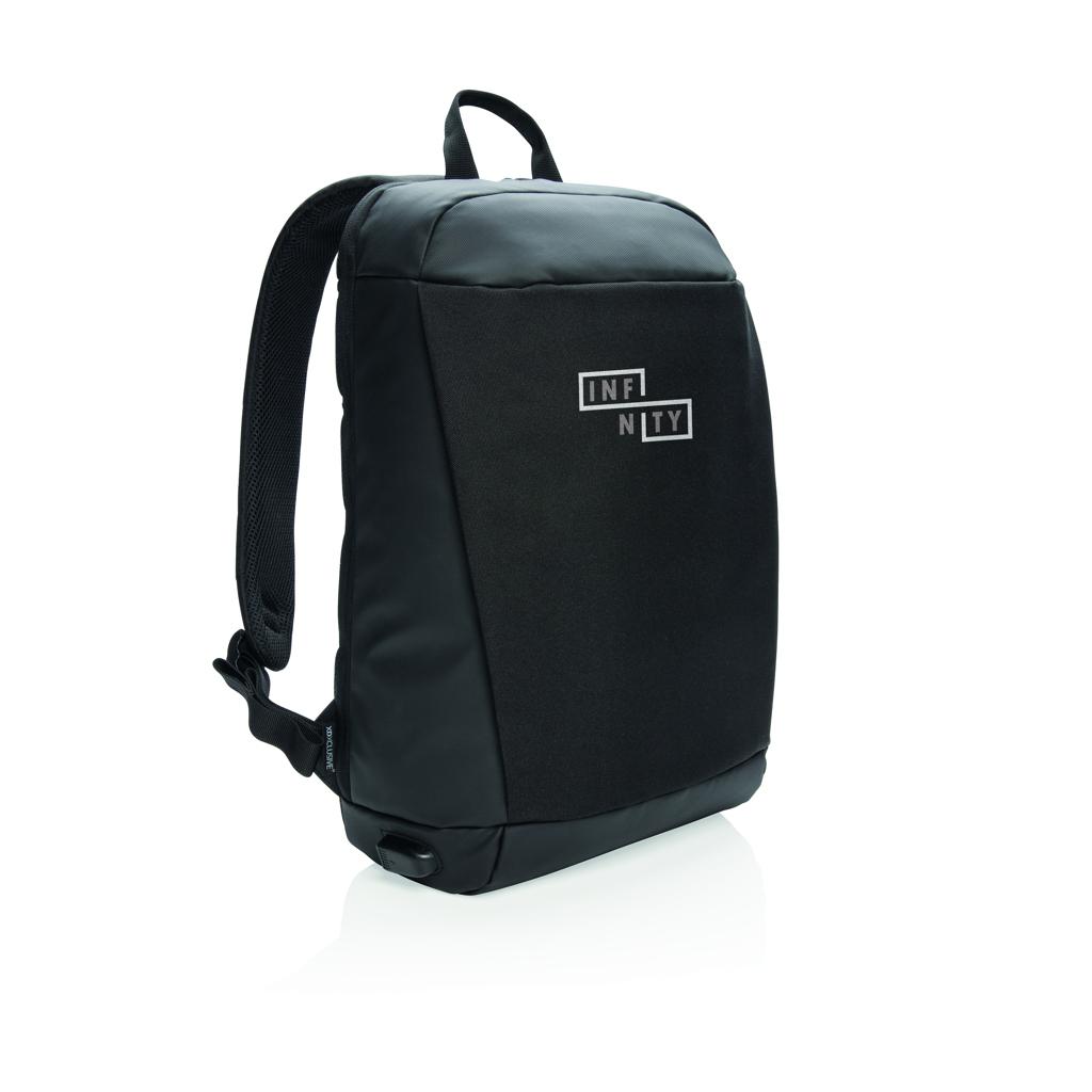 Rucsac anti-furt cu RFID și USB pentru laptop, fără PVC Madrid black