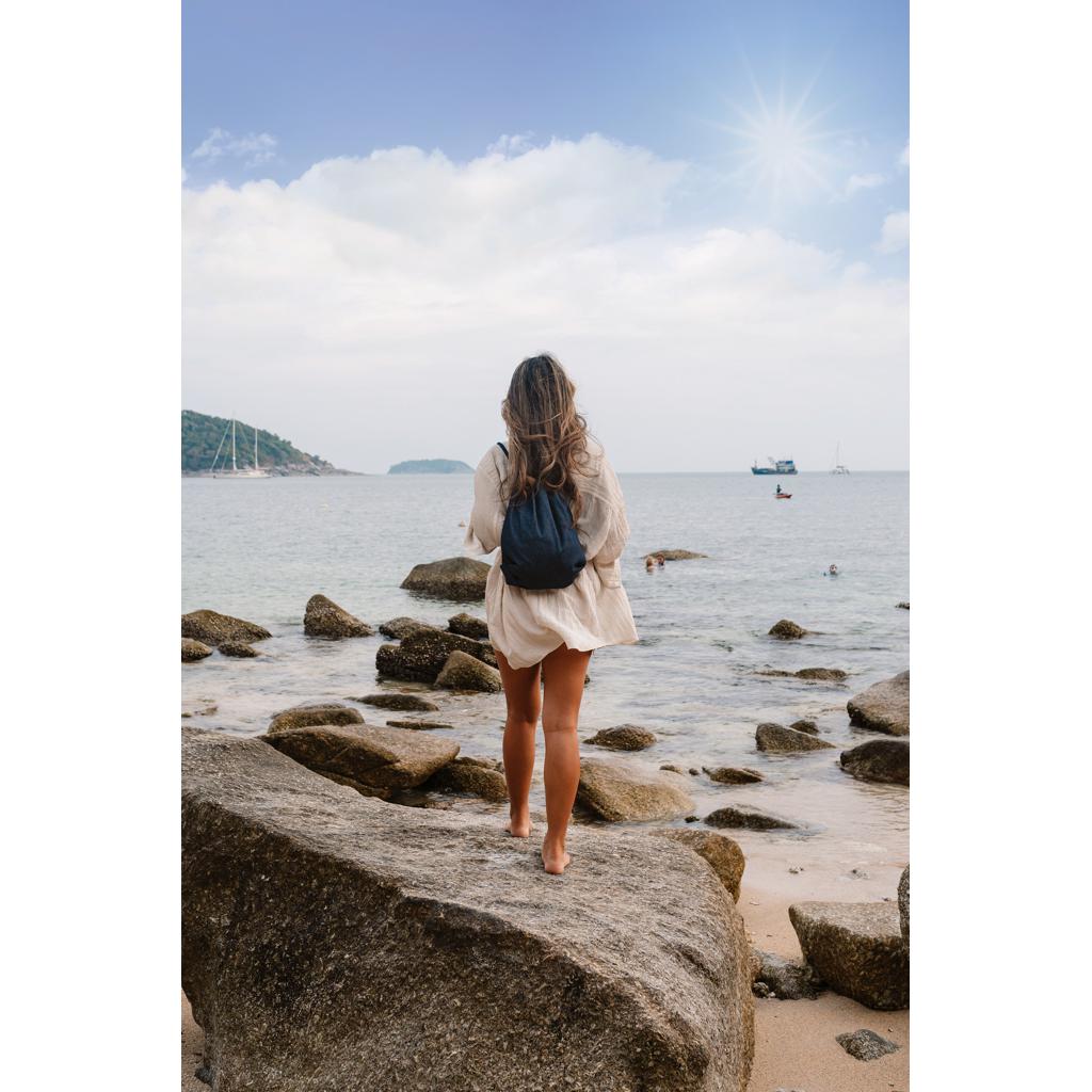 Rucsac cu șnur din denim reciclat Impact AWARE™ blue