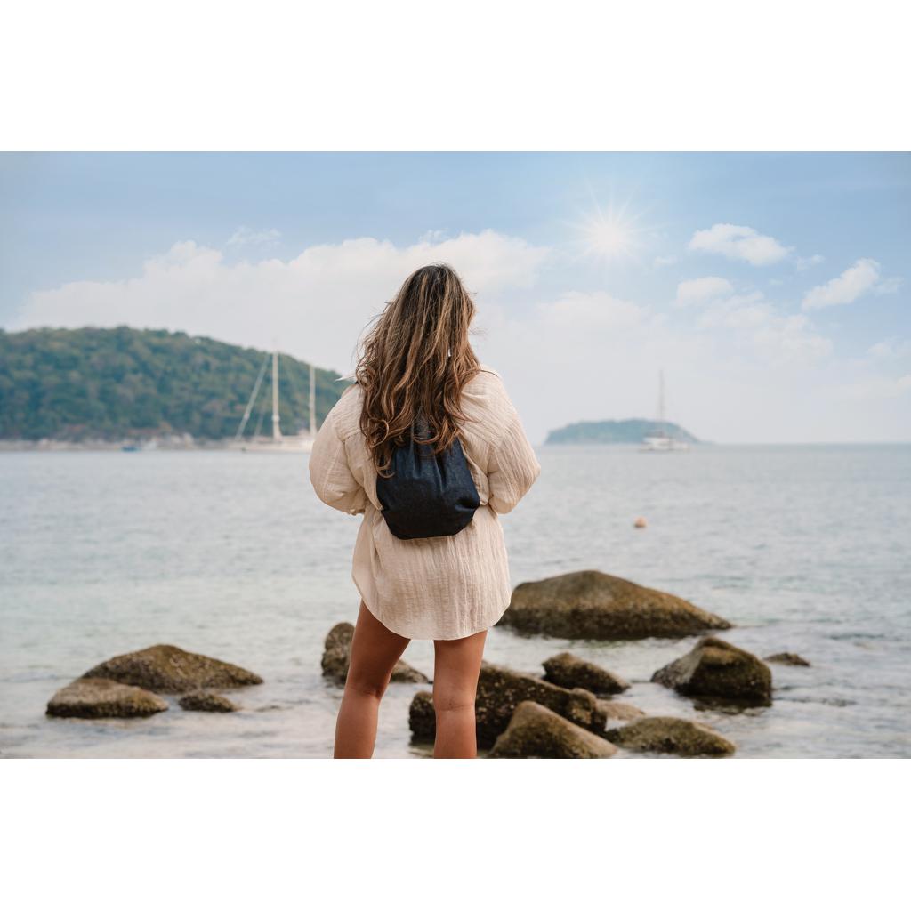 Rucsac cu șnur din denim reciclat Impact AWARE™ blue