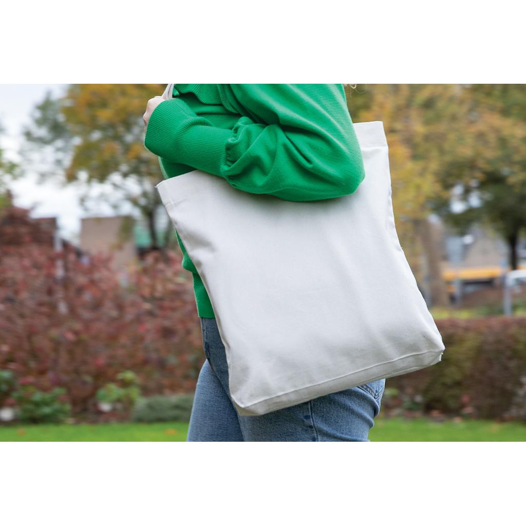 Geantă tote din pânză reciclată de 285gsm, necolorată Impact AWARE™  off white