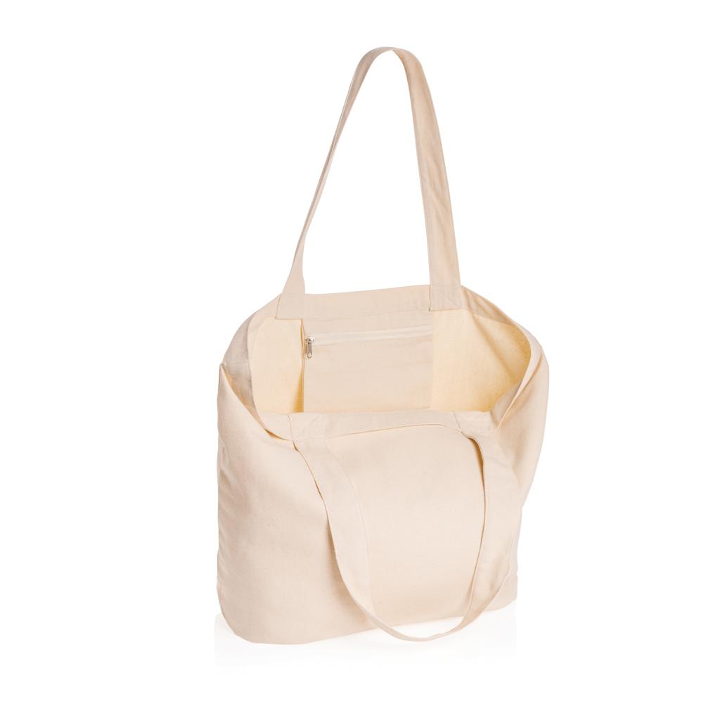 Geantă shopper din pânză reciclată 240 gsm cu buzunar, necolorată Impact Aware™ off white