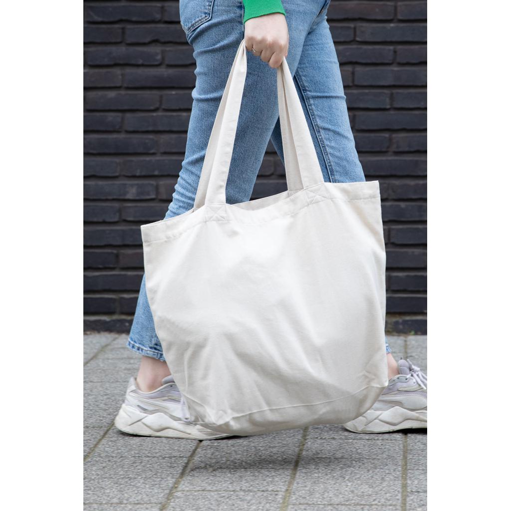 Geantă shopper din pânză reciclată 240 gsm cu buzunar, necolorată Impact Aware™ off white
