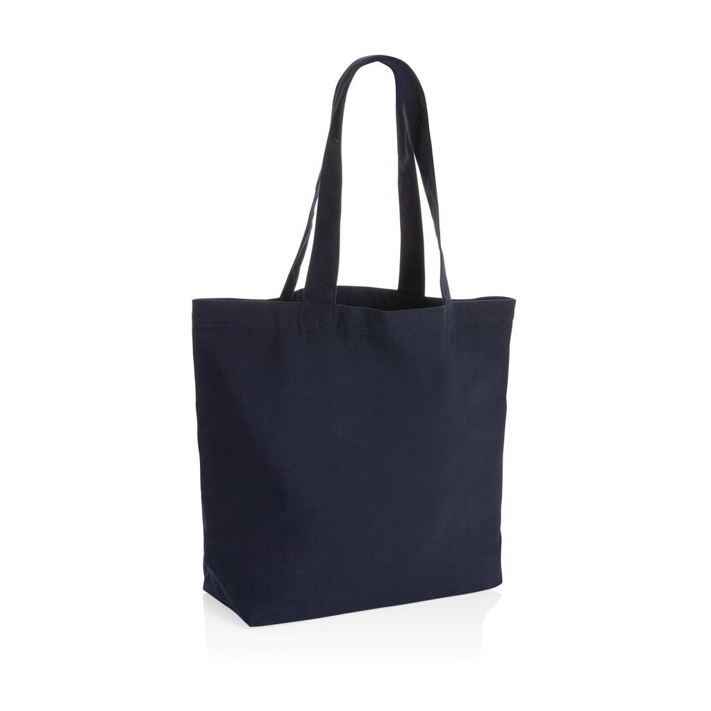 Geantă shopper din pânză reciclată 240 gsm cu buzunar, necolorată Impact Aware™ navy