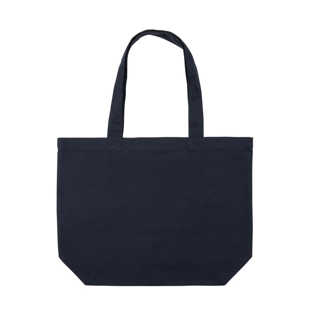Geantă shopper din pânză reciclată 240 gsm cu buzunar, necolorată Impact Aware™ navy