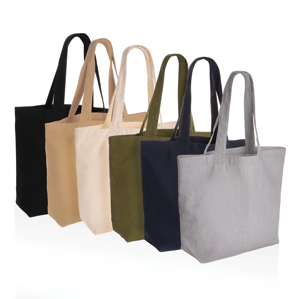 Geantă shopper din pânză reciclată 240 gsm cu buzunar, necolorată Impact Aware™ grey