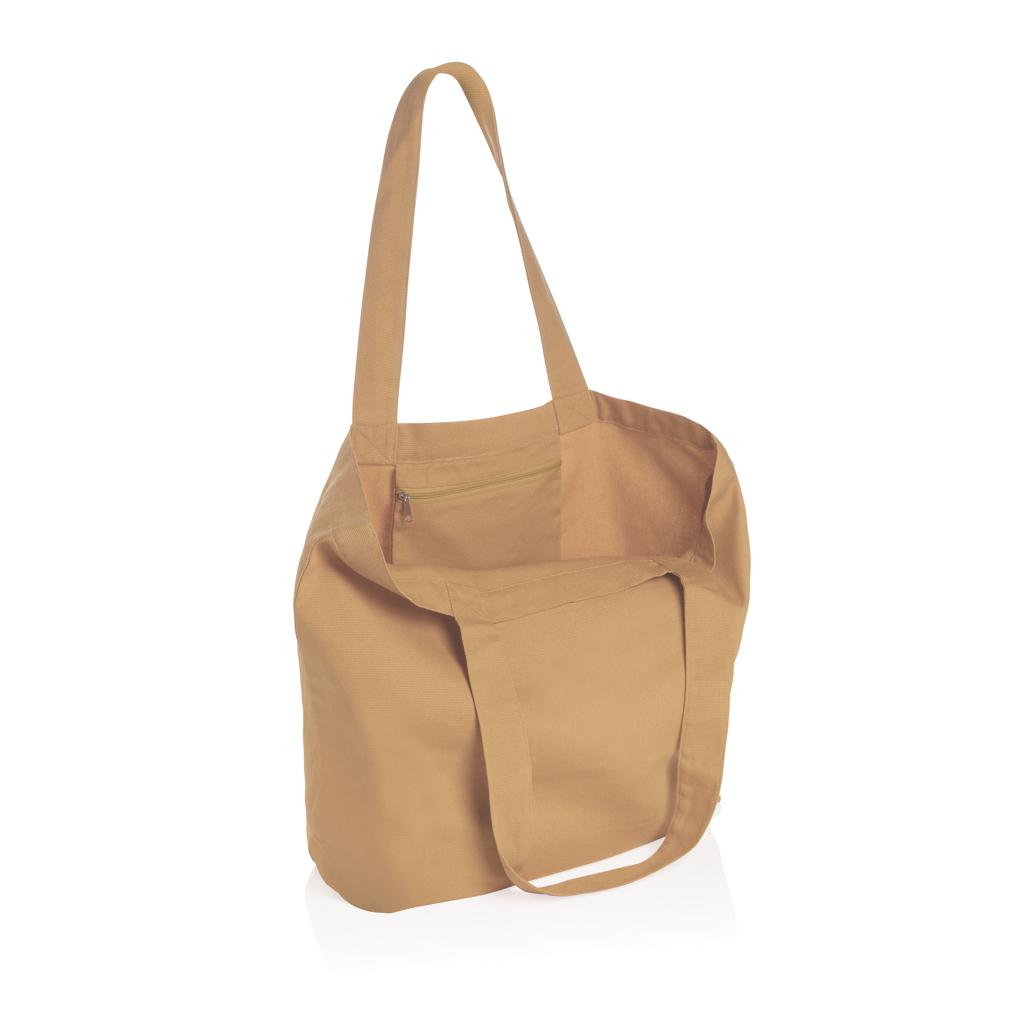 Geantă shopper din pânză reciclată 240 gsm cu buzunar, necolorată Impact Aware™ brown