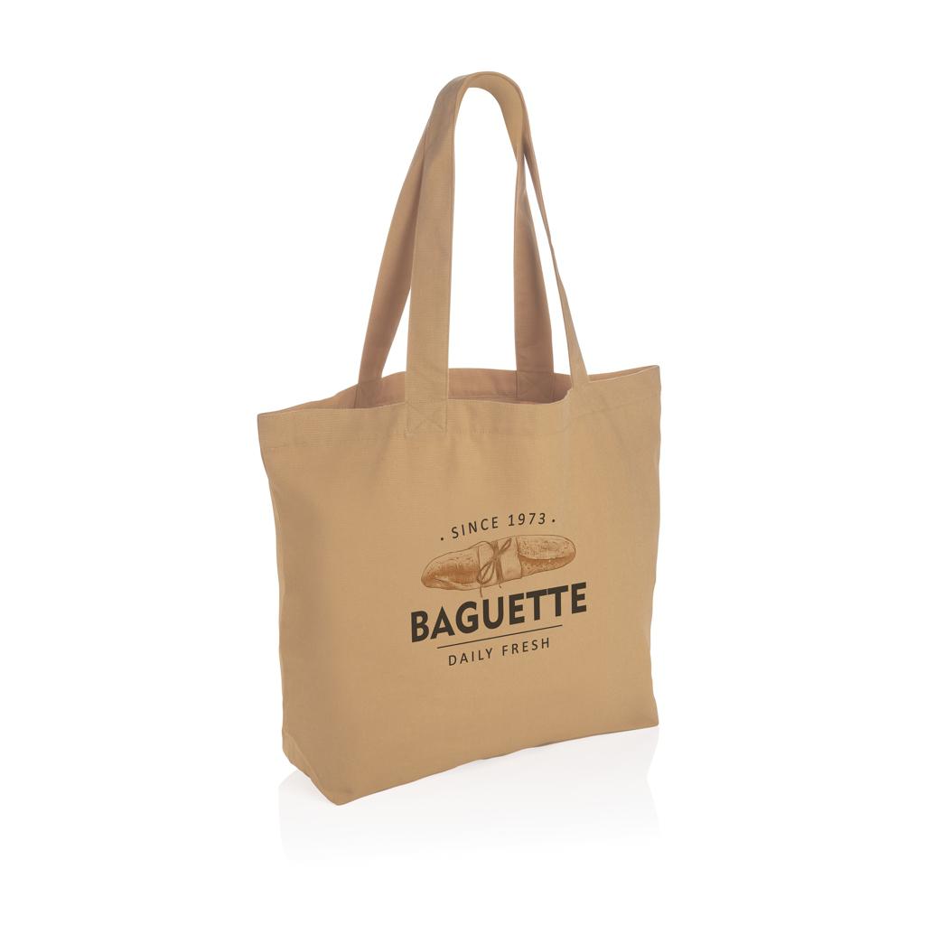 Geantă shopper din pânză reciclată 240 gsm cu buzunar, necolorată Impact Aware™ brown