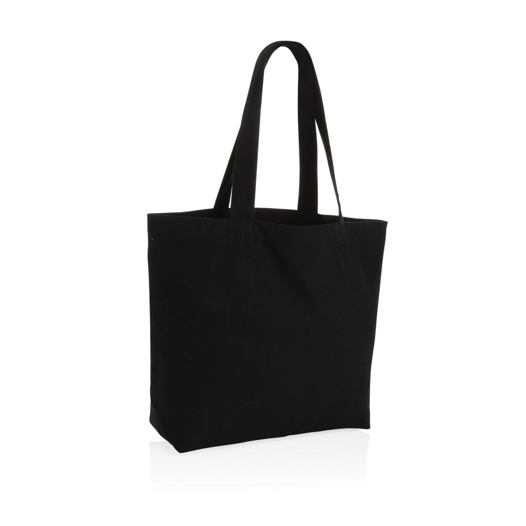 Geantă shopper din pânză reciclată 240 gsm cu buzunar, necolorată Impact Aware™ black
