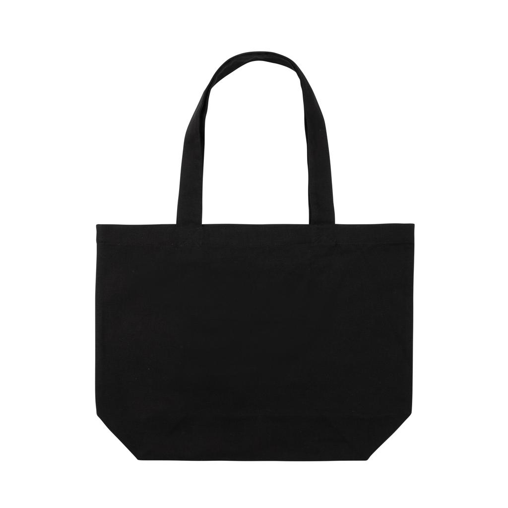 Geantă shopper din pânză reciclată 240 gsm cu buzunar, necolorată Impact Aware™ black
