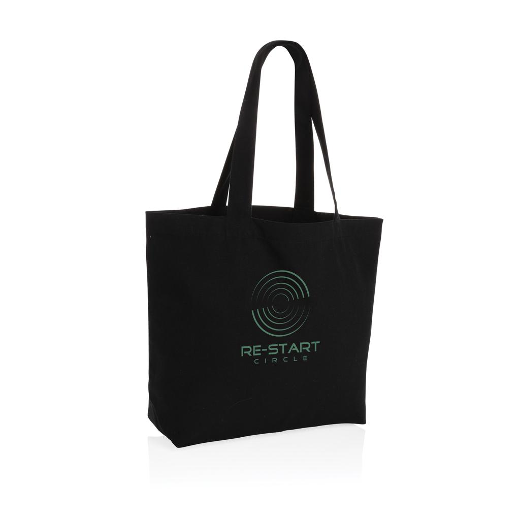 Geantă shopper din pânză reciclată 240 gsm cu buzunar, necolorată Impact Aware™ black