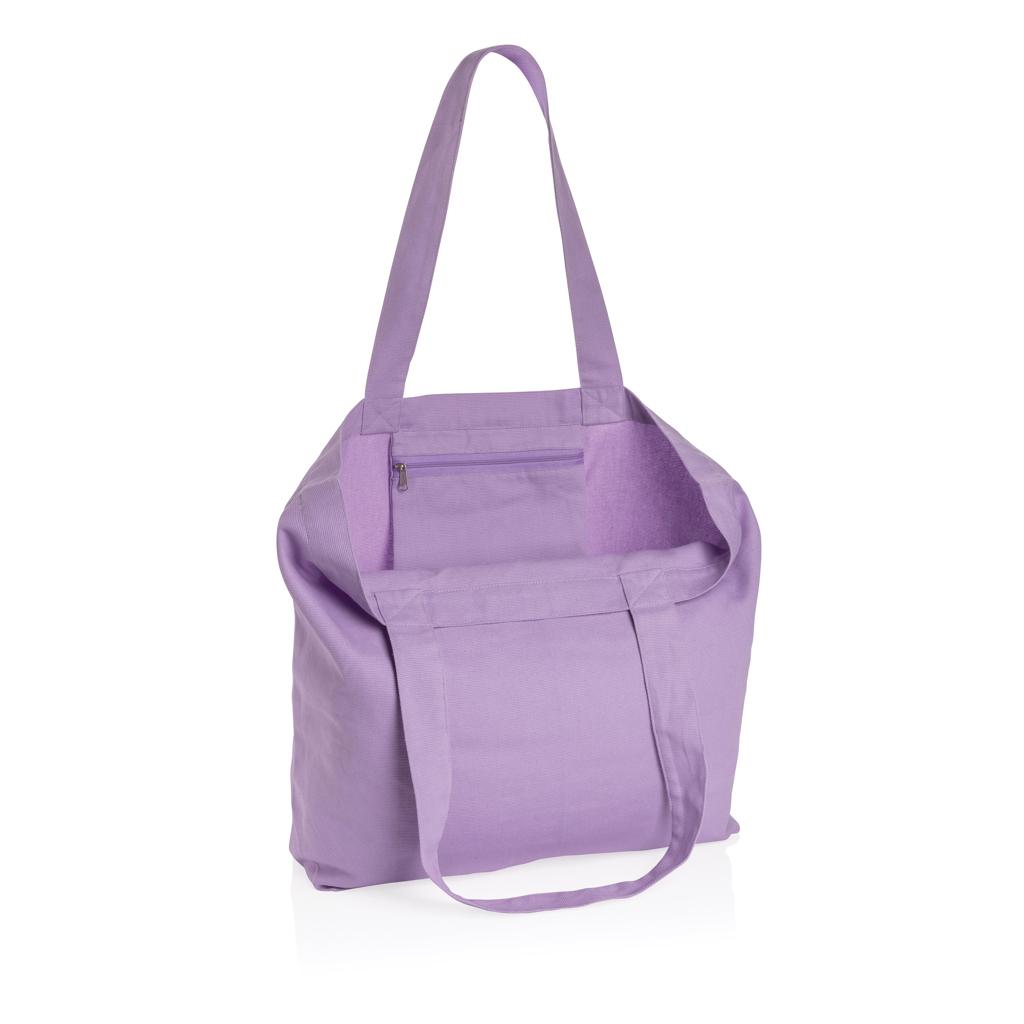 Geantă shopper din pânză reciclată 240 gsm cu buzunar Impact Aware™  lavender