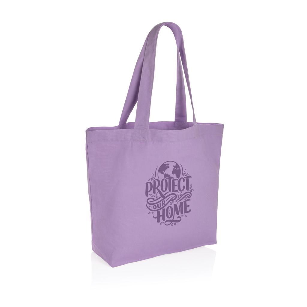 Geantă shopper din pânză reciclată 240 gsm cu buzunar Impact Aware™  lavender