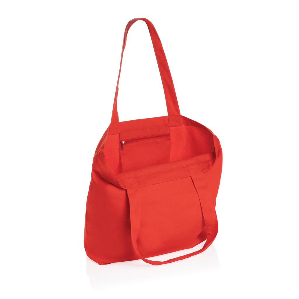 Geantă shopper din pânză reciclată 240 gsm cu buzunar Impact Aware™  luscious red