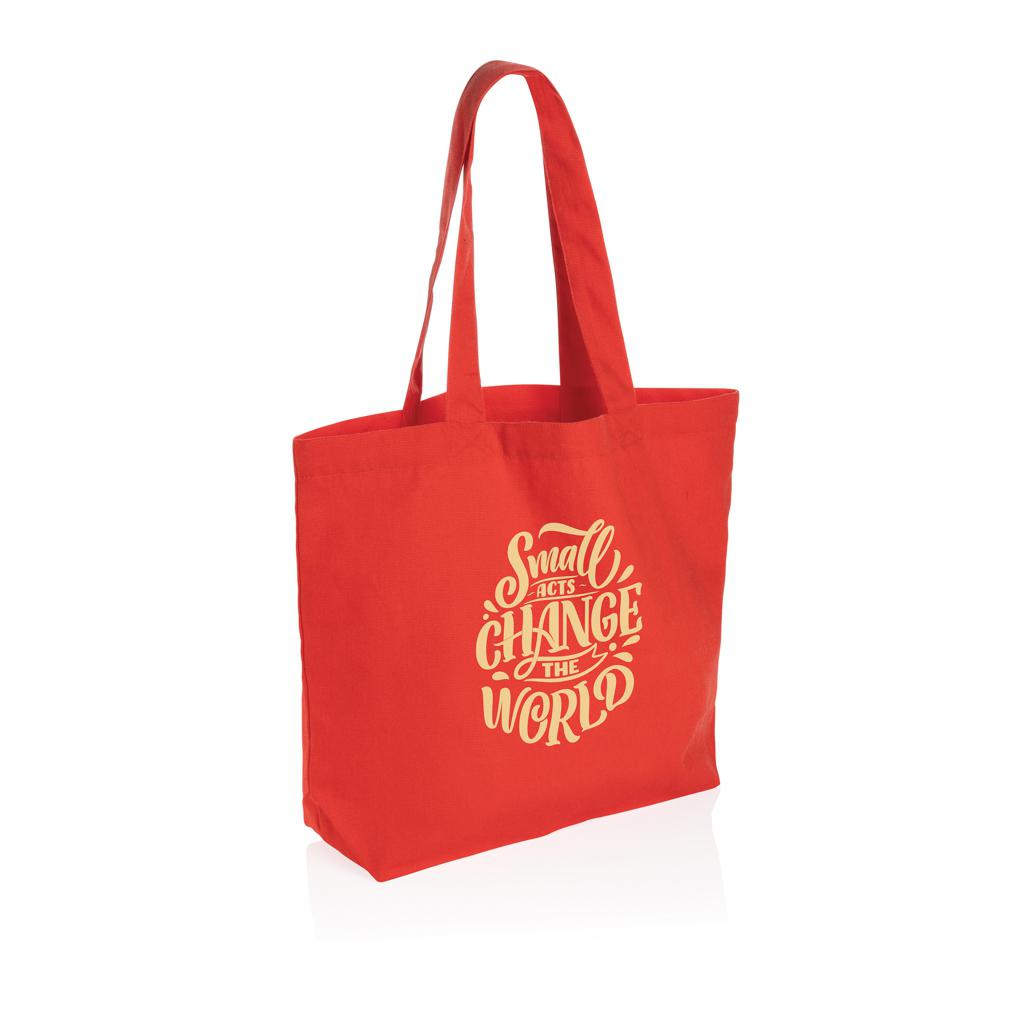 Geantă shopper din pânză reciclată 240 gsm cu buzunar Impact Aware™  luscious red