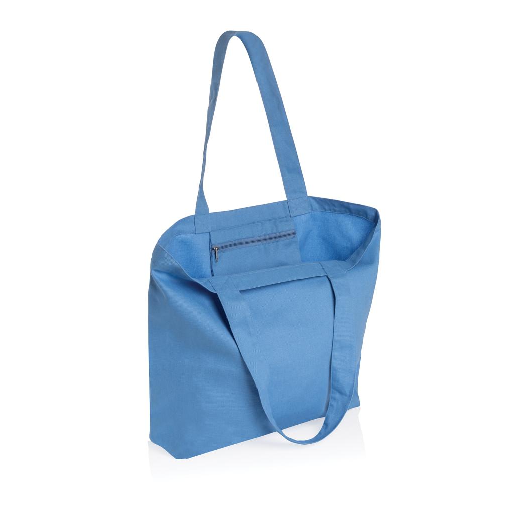 Geantă shopper din pânză reciclată 240 gsm cu buzunar Impact Aware™  tranquil blue
