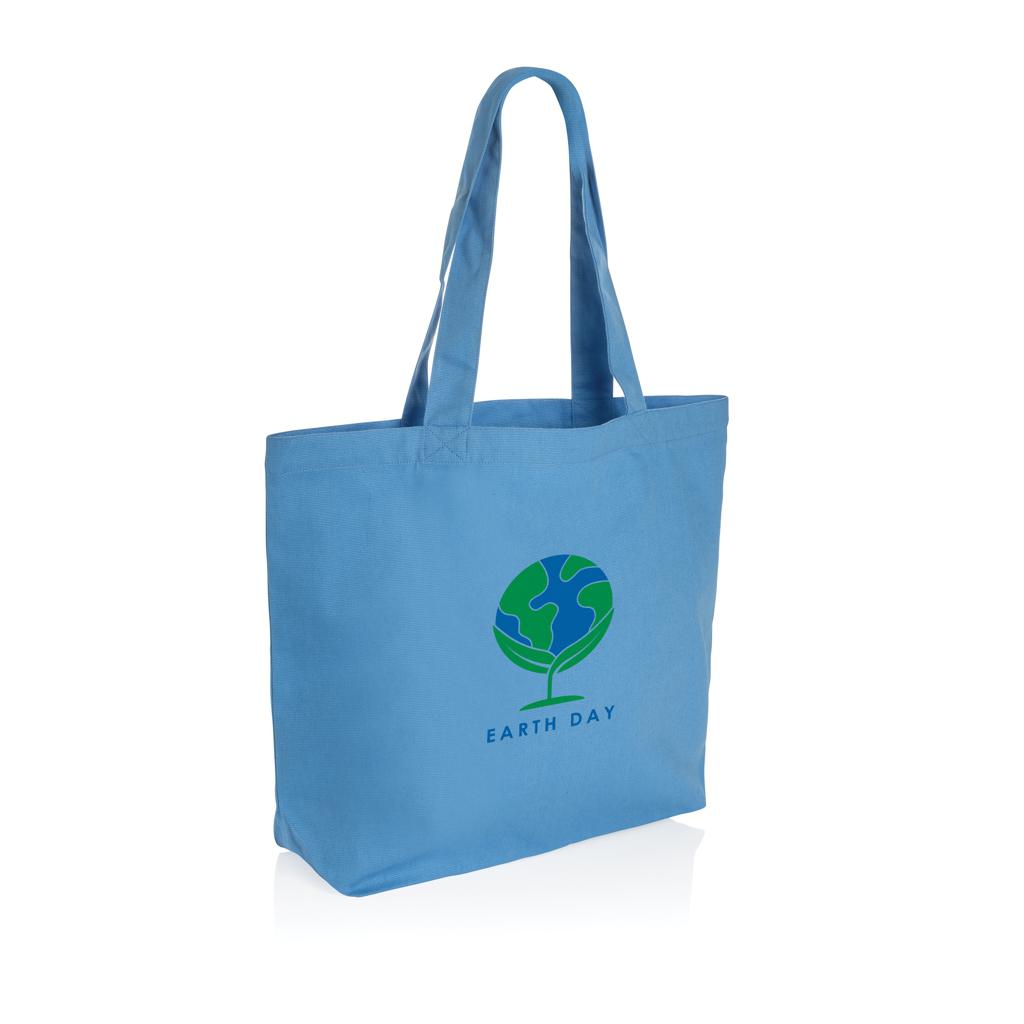 Geantă shopper din pânză reciclată 240 gsm cu buzunar Impact Aware™  tranquil blue