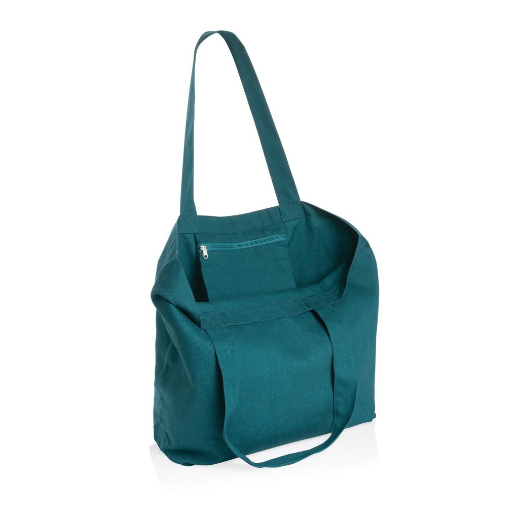 Geantă shopper din pânză reciclată 240 gsm cu buzunar Impact Aware™  verdigris
