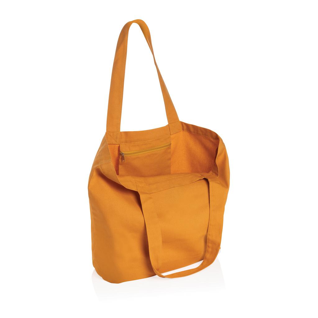 Geantă shopper din pânză reciclată 240 gsm cu buzunar Impact Aware™  sundial orange