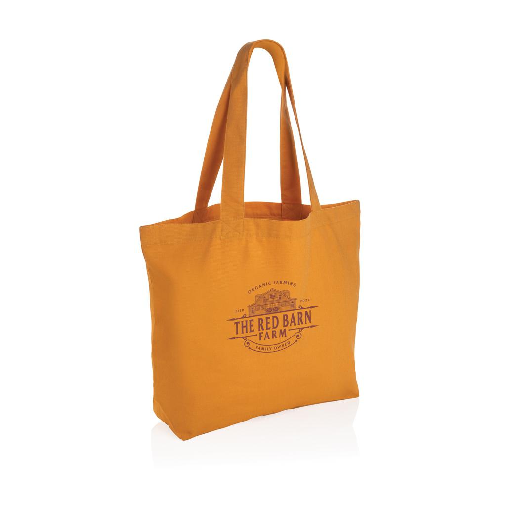 Geantă shopper din pânză reciclată 240 gsm cu buzunar Impact Aware™  sundial orange
