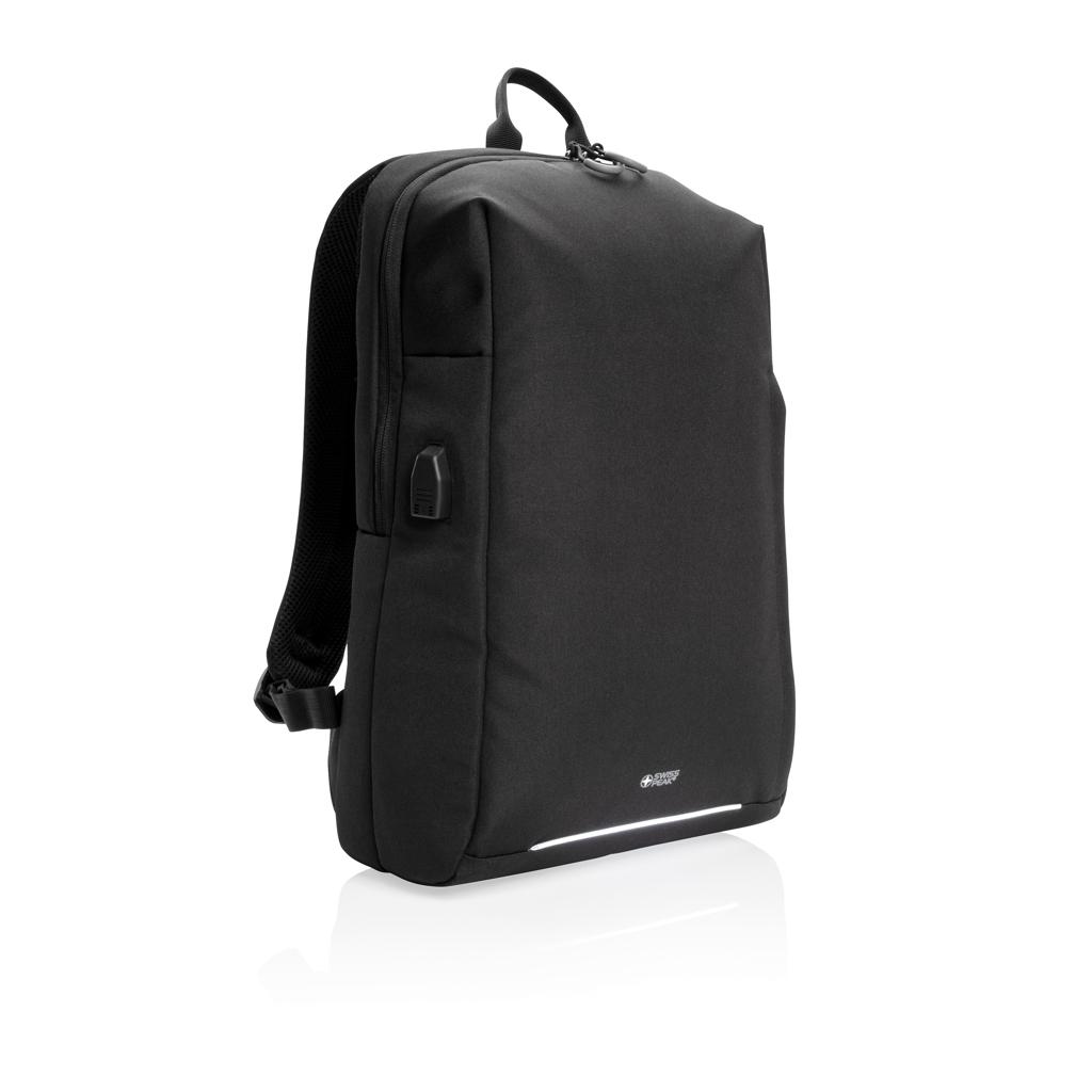 Rucsac pentru laptop cu protecție RFID și port USB A Swiss Peak AWARE™ black