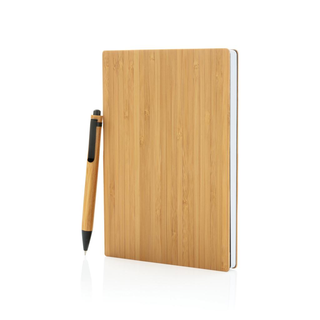 Set carnet și pix din bambus A5 brown