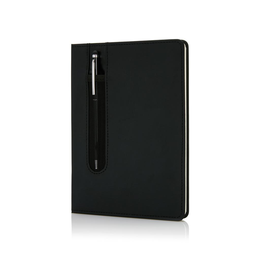 Carnet standard A5 cu copertă tare din PU și pix cu stylus black