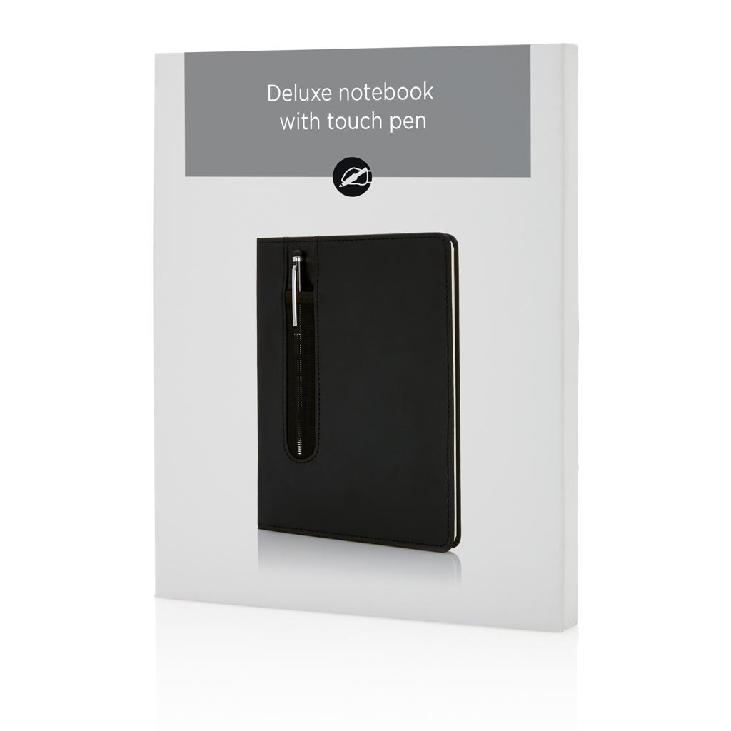 Carnet standard A5 cu copertă tare din PU și pix cu stylus black