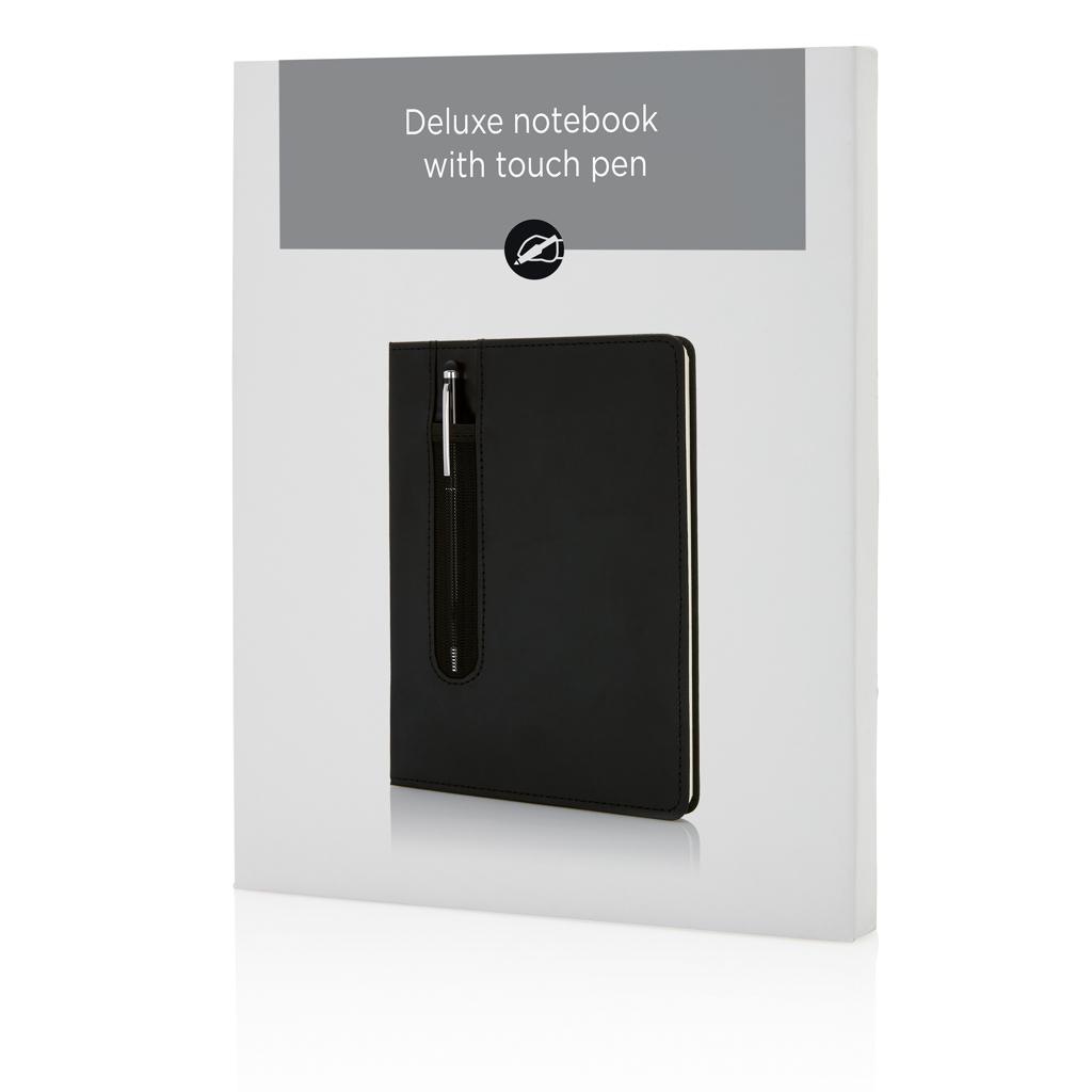 Carnet standard A5 cu copertă tare din PU și pix cu stylus black