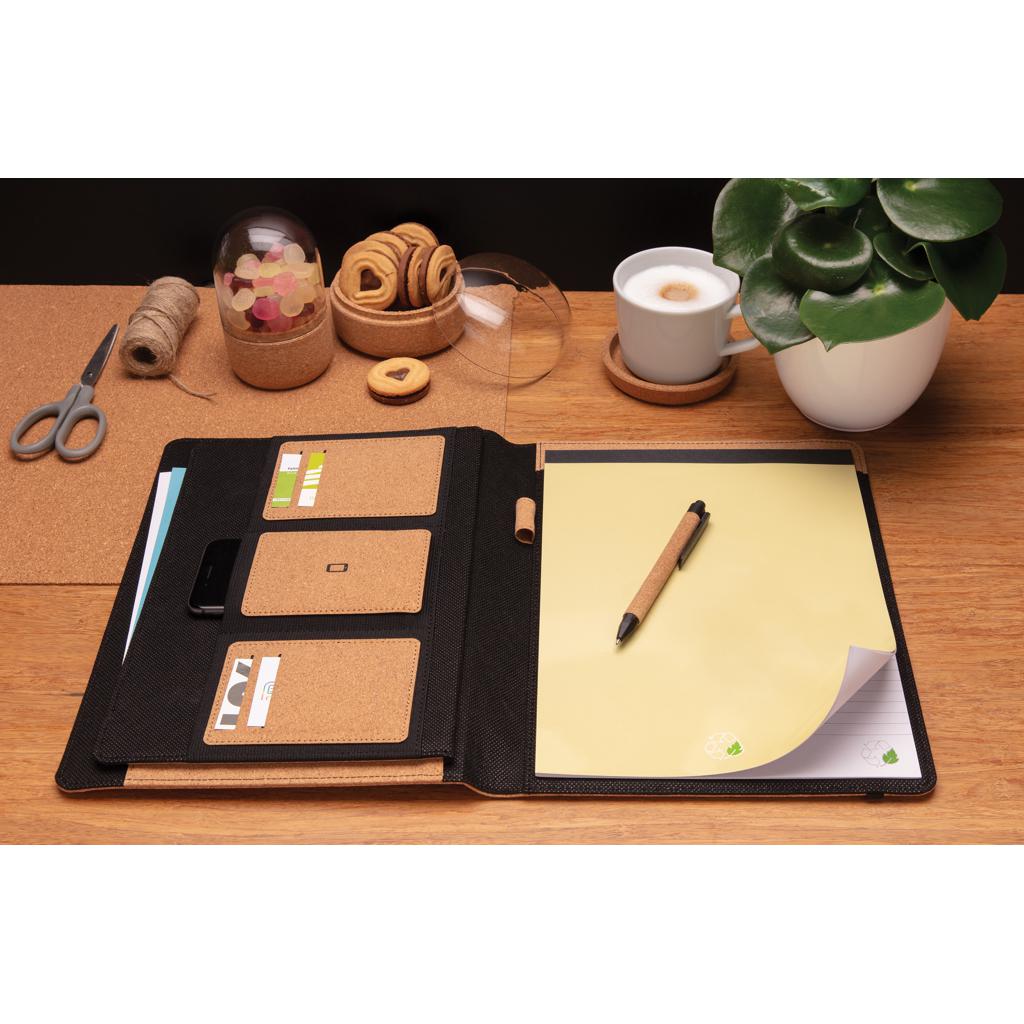 Portofoliu deluxe A4 din plută, cu pix brown