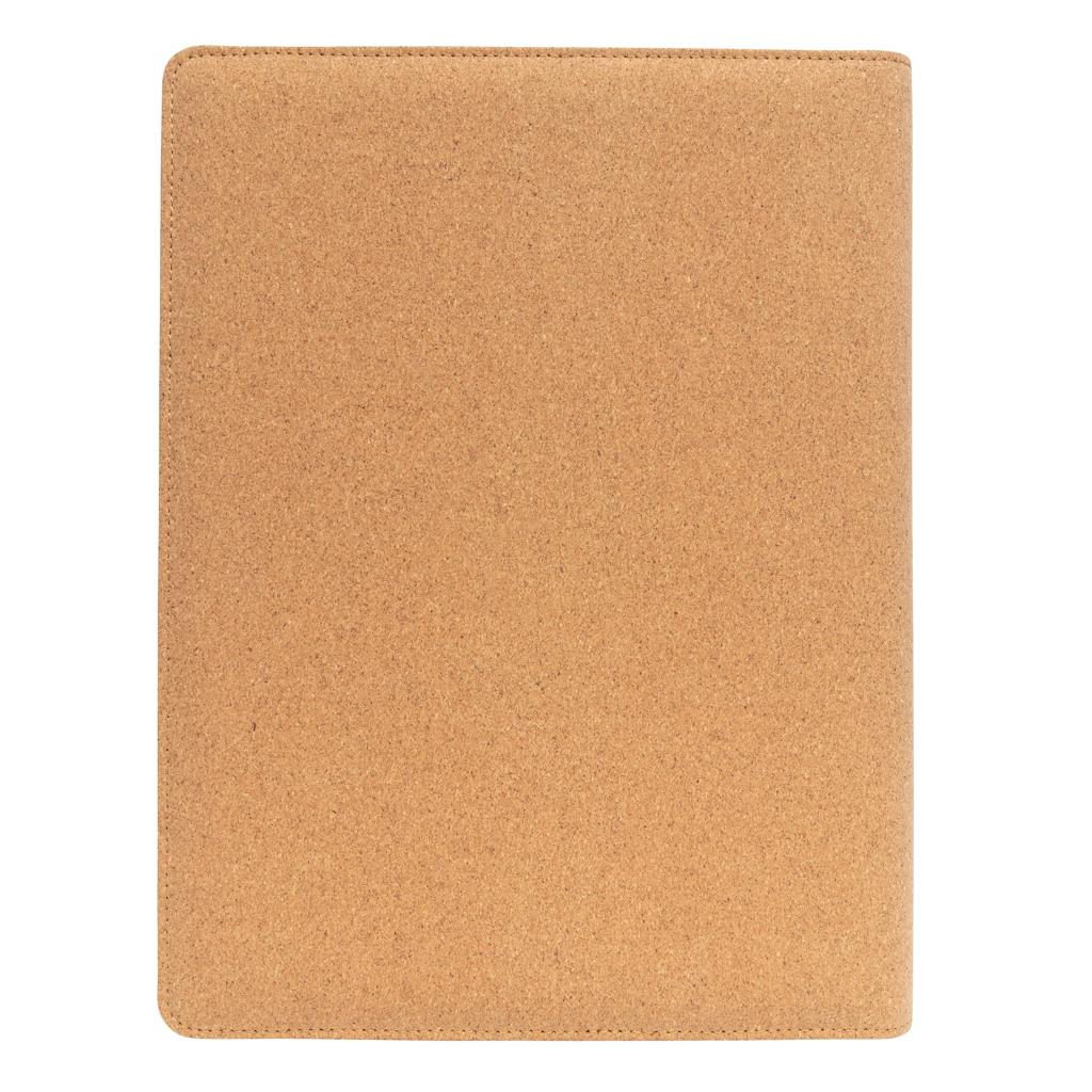 Portofoliu deluxe A4 din plută, cu pix brown