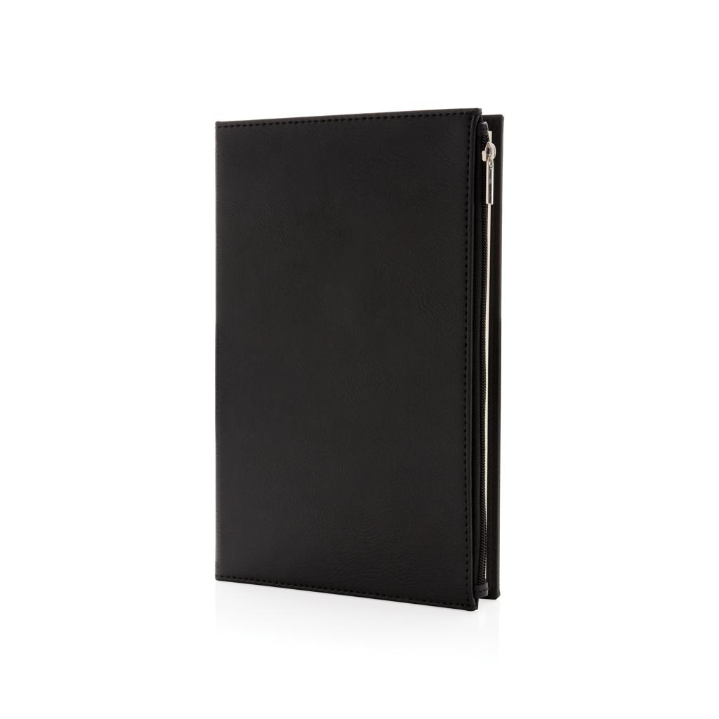 Carnet A5 din PU cu buzunar cu fermoar Swiss Peak  black