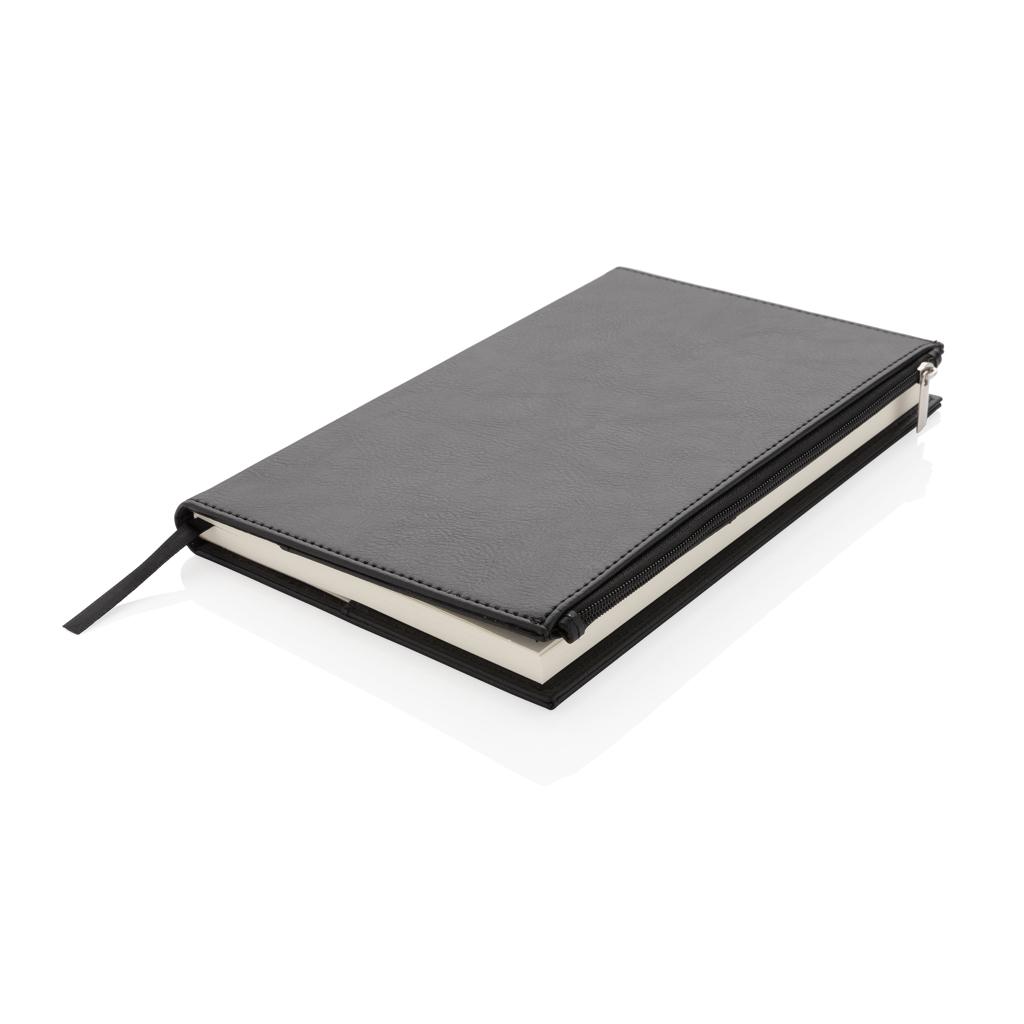 Carnet A5 din PU cu buzunar cu fermoar Swiss Peak  black