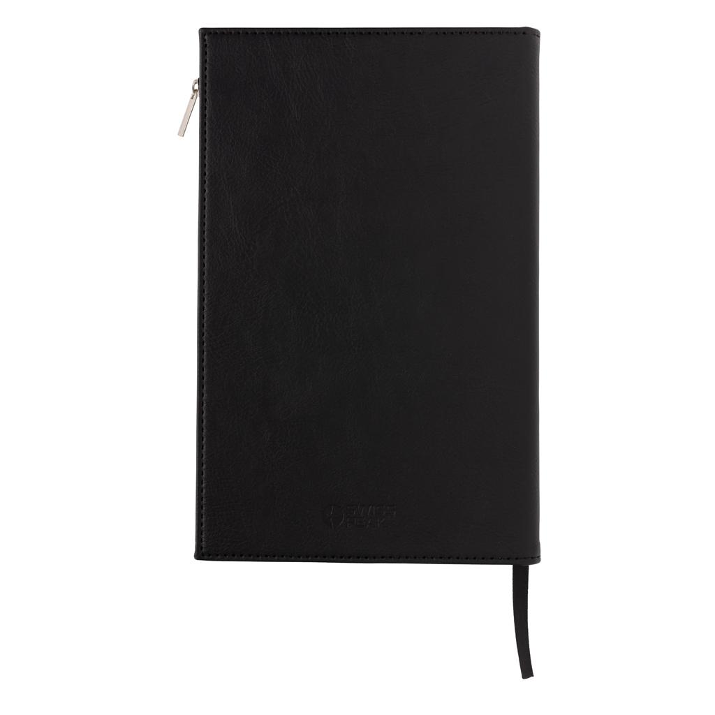 Carnet A5 din PU cu buzunar cu fermoar Swiss Peak  black