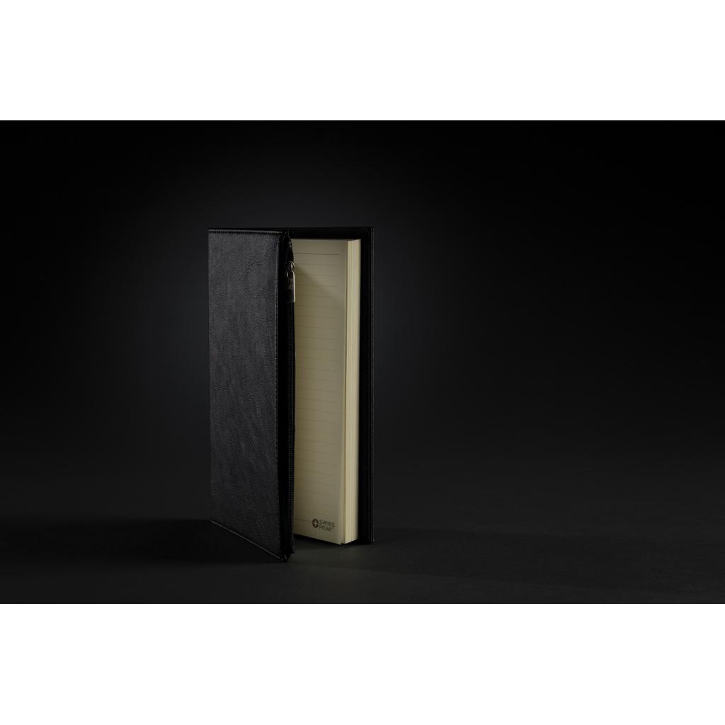Carnet A5 din PU cu buzunar cu fermoar Swiss Peak  black