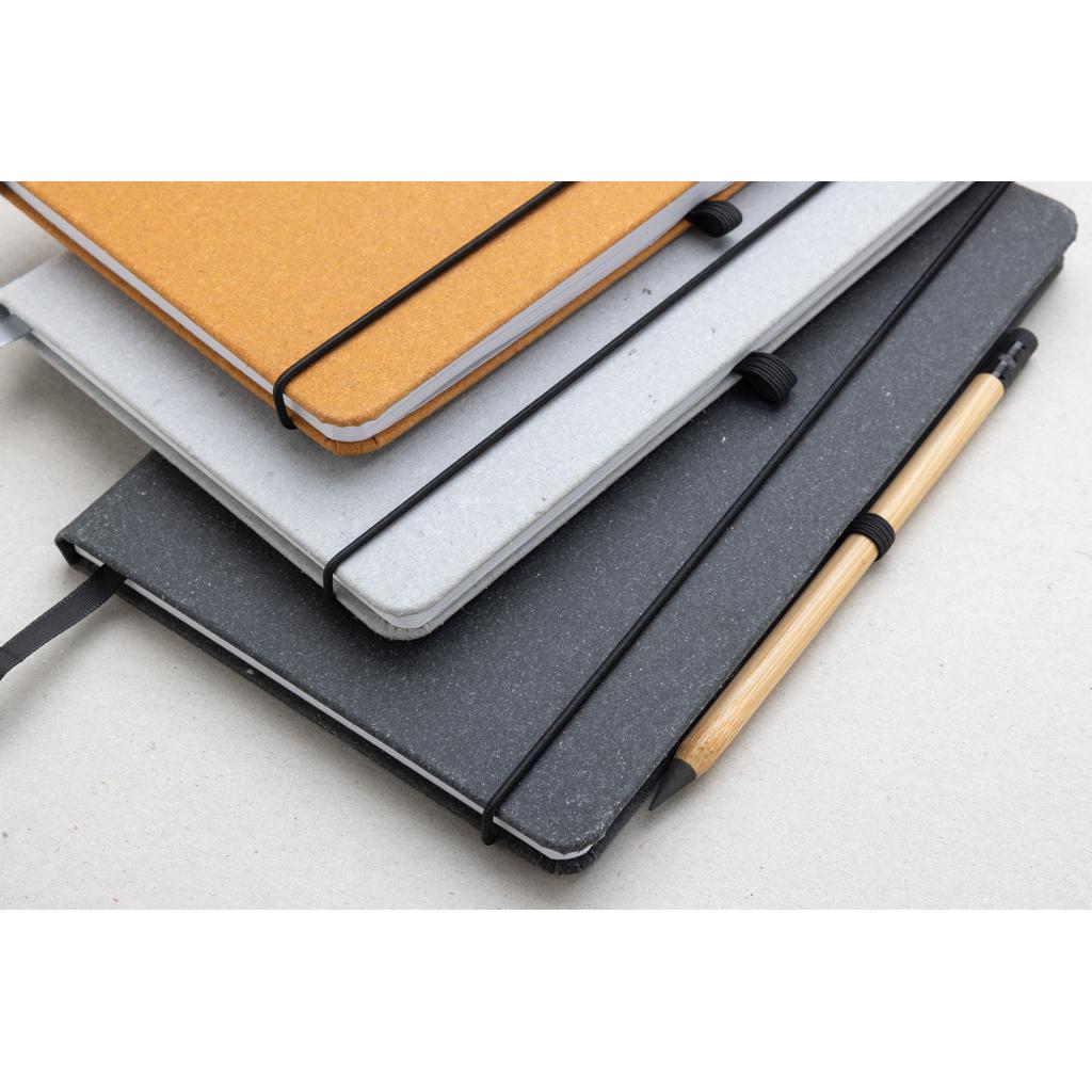 Carnet A5 cu copertă tare din piele reciclată grey
