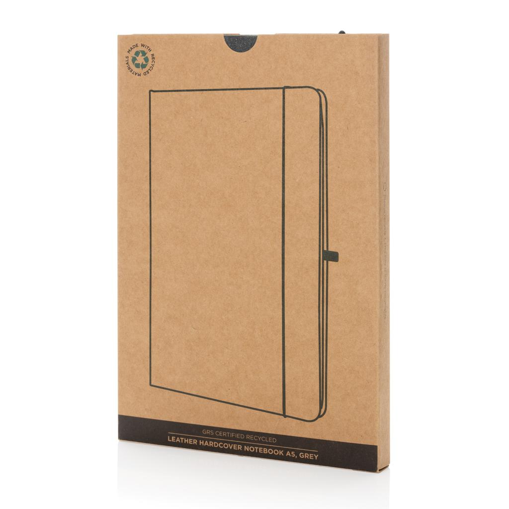 Carnet A5 cu copertă tare din piele reciclată grey