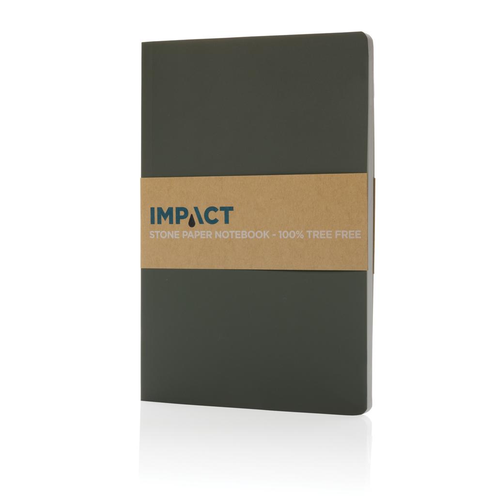 Carnet A5 cu copertă moale din hârtie de piatră Impact green