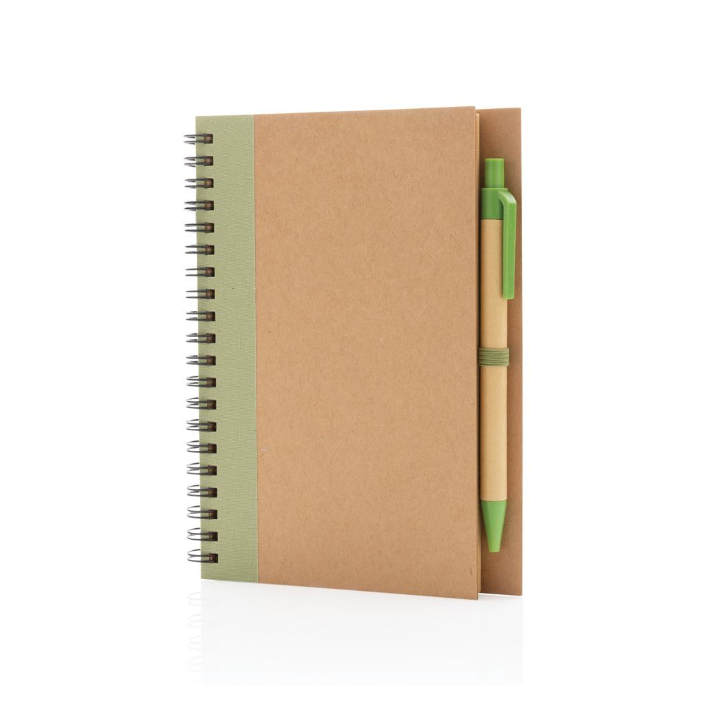Carnet spiral din kraft cu pix  green