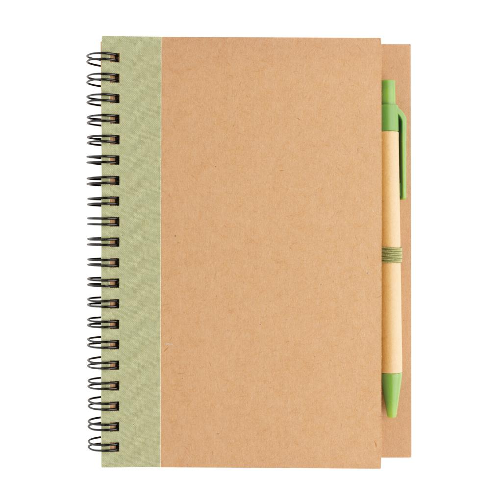 Carnet spiral din kraft cu pix  green
