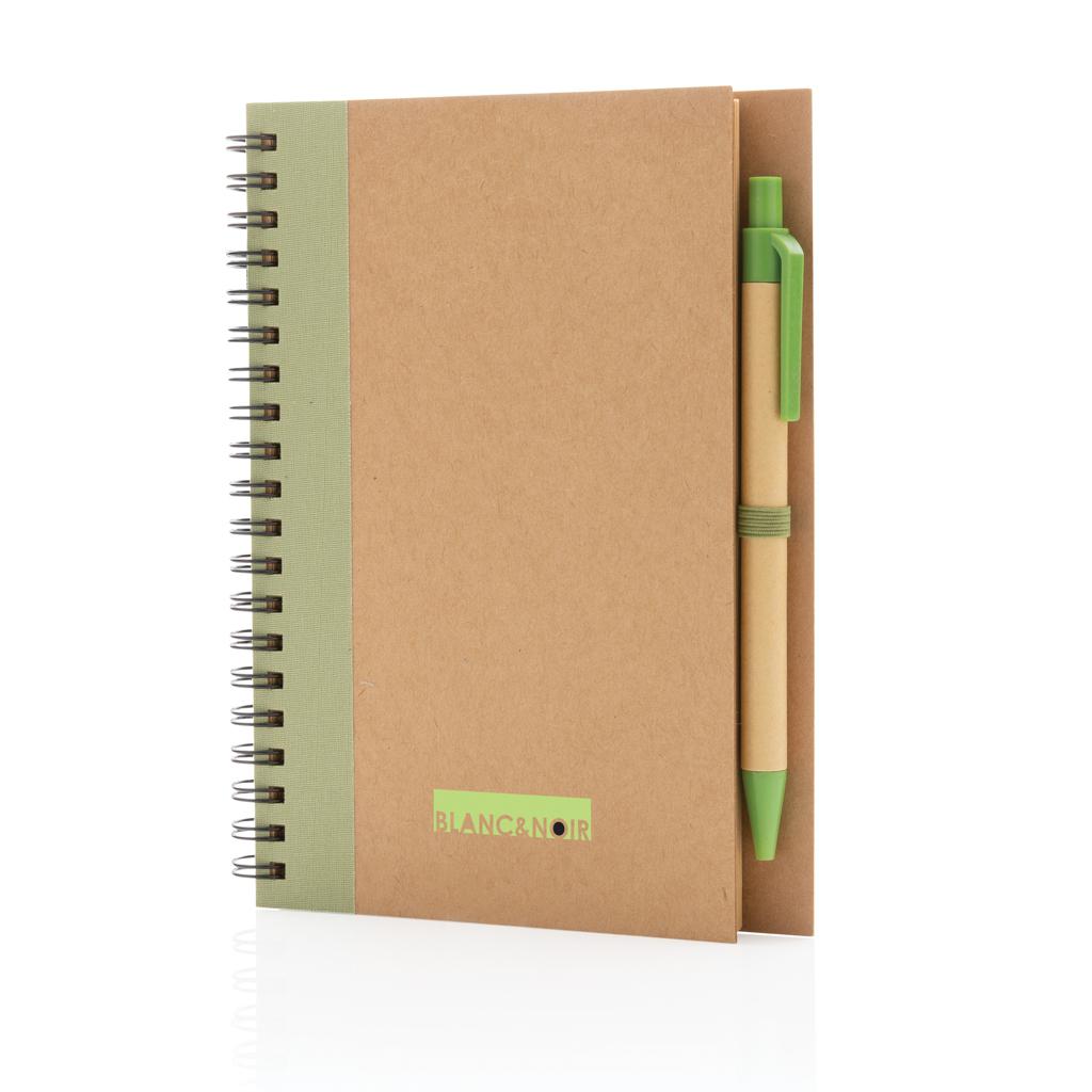 Carnet spiral din kraft cu pix  green