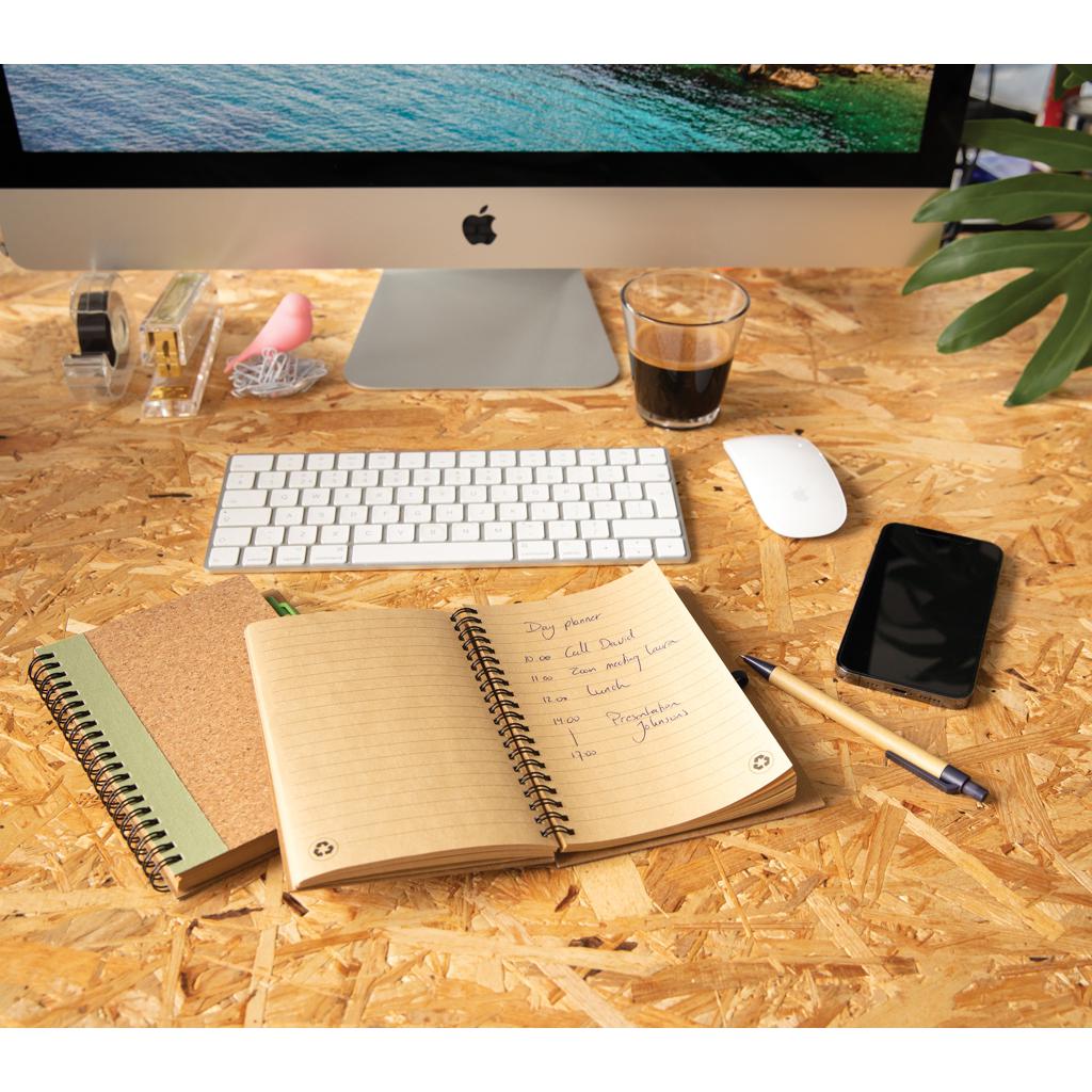 Carnet spiral din plută cu pix black