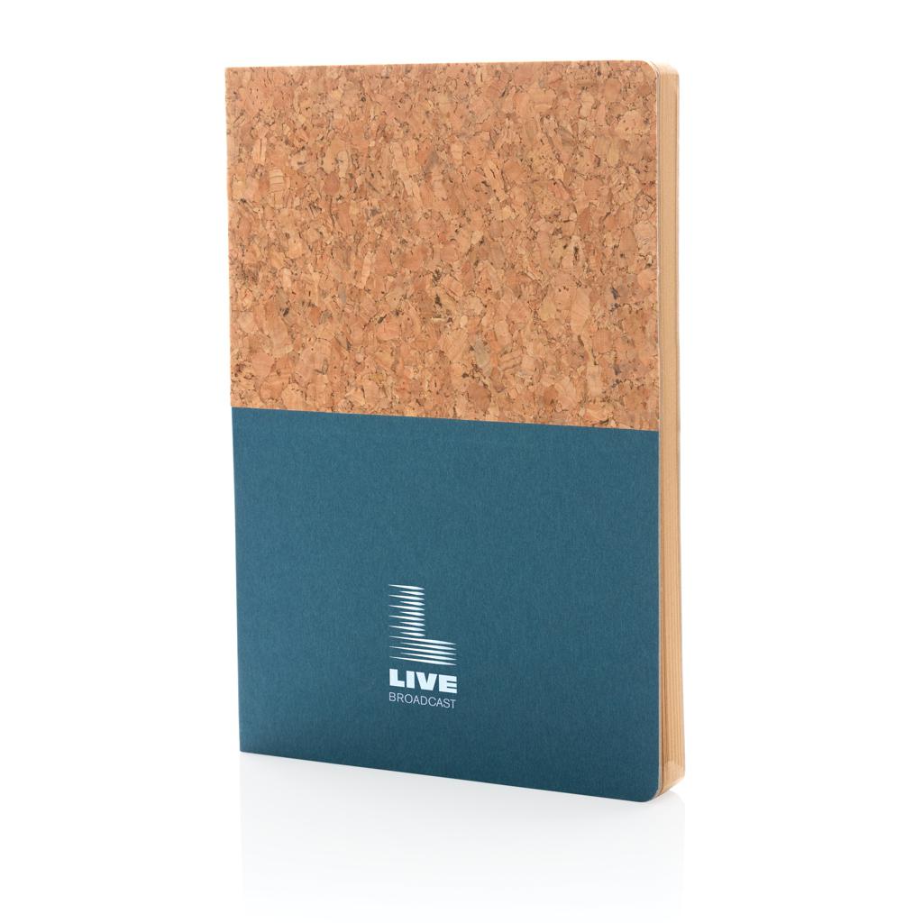 Carnet A5 din plută și kraft blue