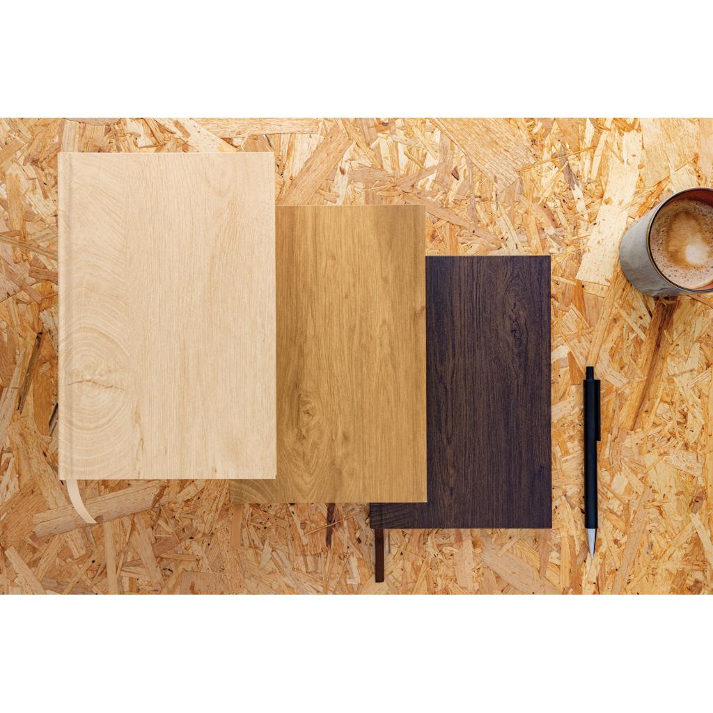 Carnet A5 cu imprimeu din lemn Kavana dark brown