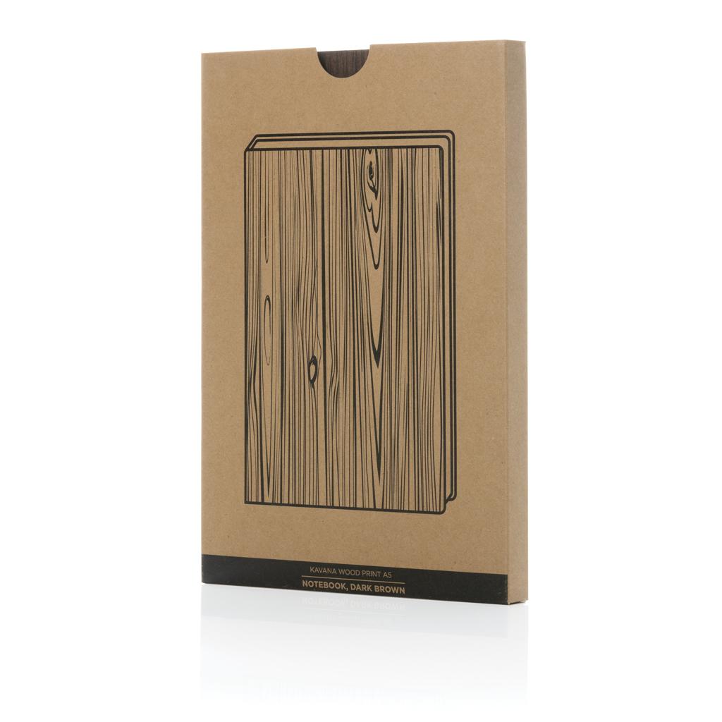 Carnet A5 cu imprimeu din lemn Kavana dark brown