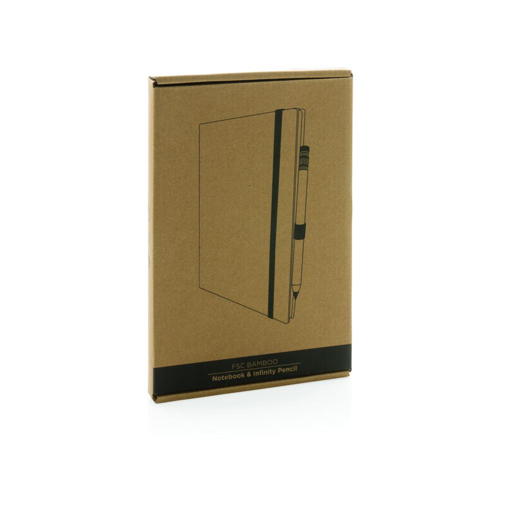Set carnet din bambus și creion infinity brown