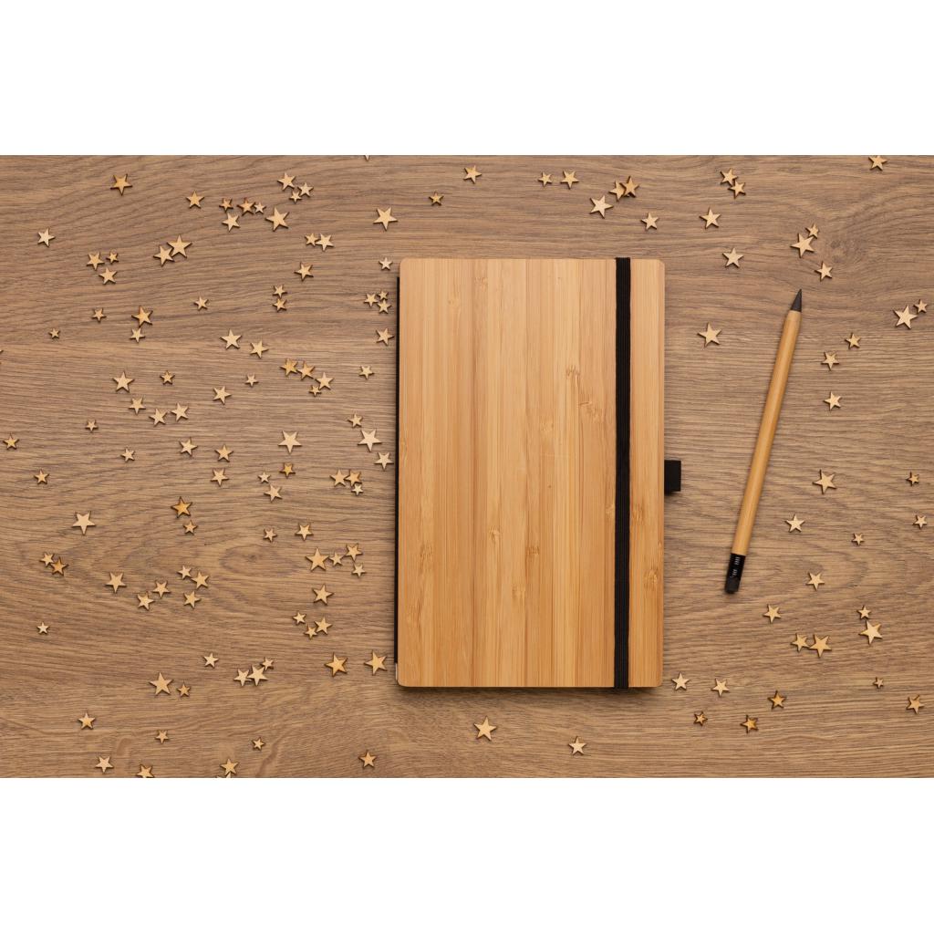Set carnet din bambus și creion infinity brown