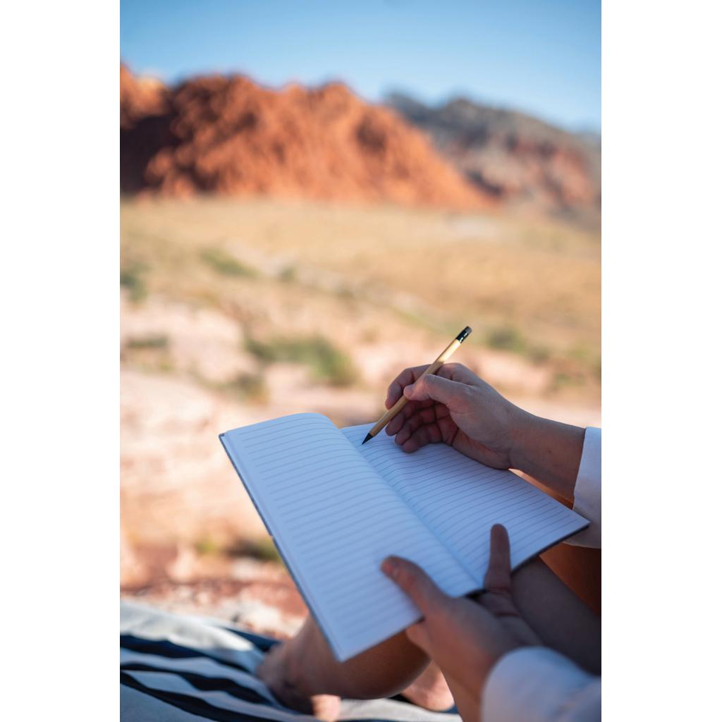 Caiet A5 cu copertă moale din fetru reciclat, certificat GRS grey