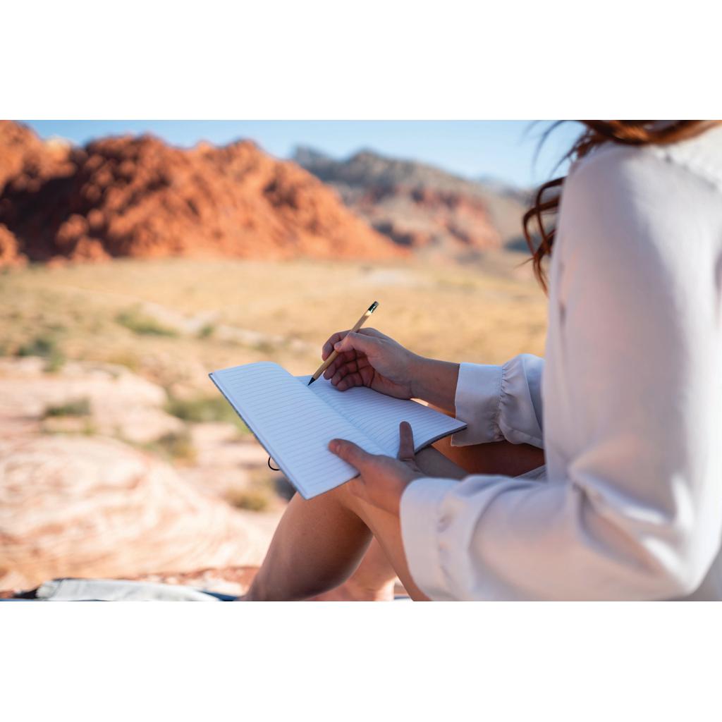 Caiet A5 cu copertă moale din fetru reciclat, certificat GRS grey