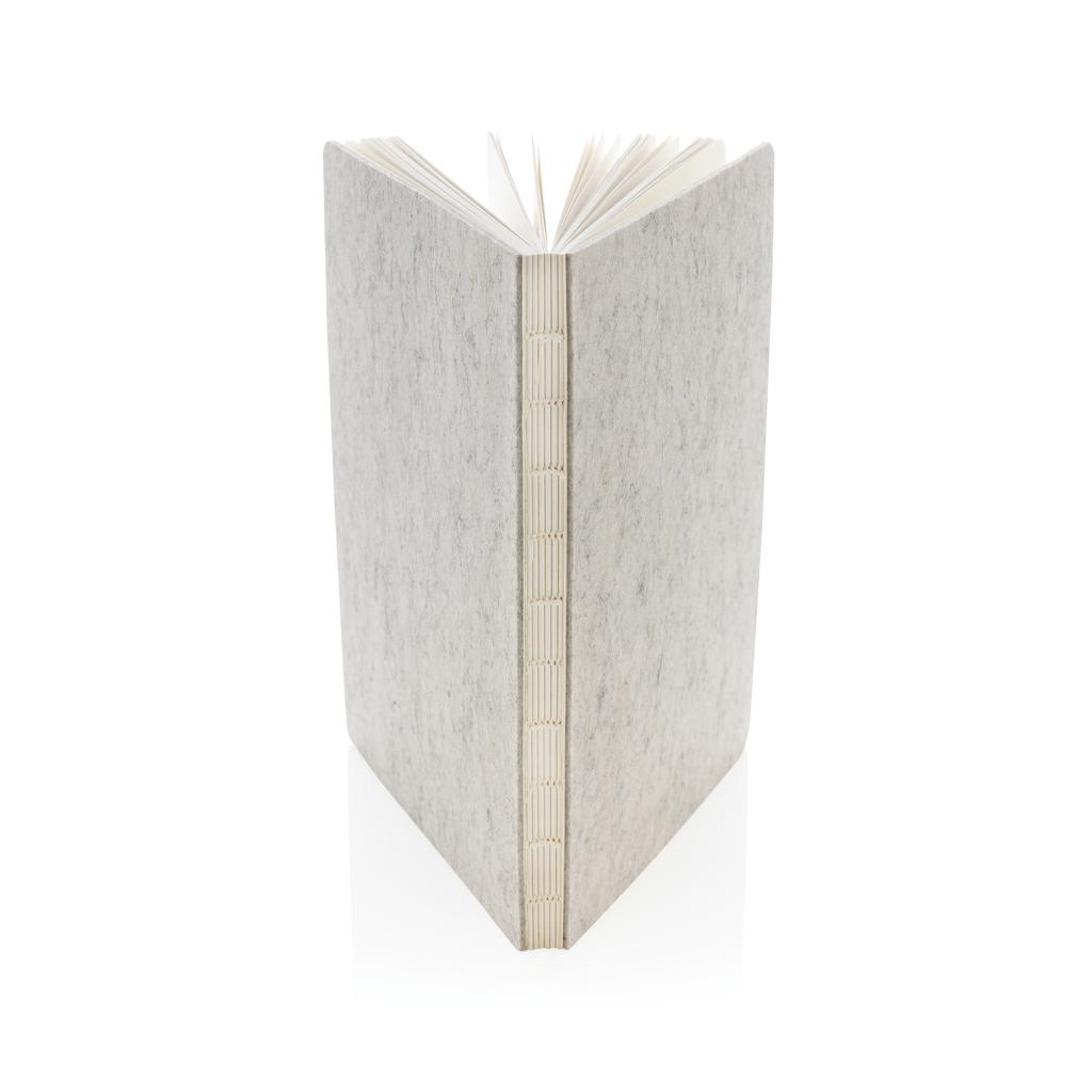 Caiet A5 din fetru reciclat, certificat GRS Phrase grey