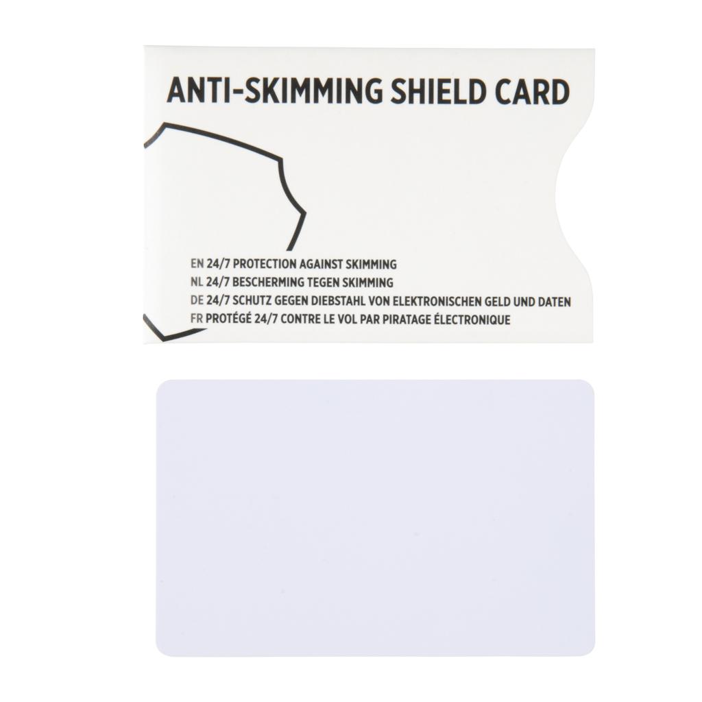 Card anti-skiming RFID cu cip activ de bruiaj transparent